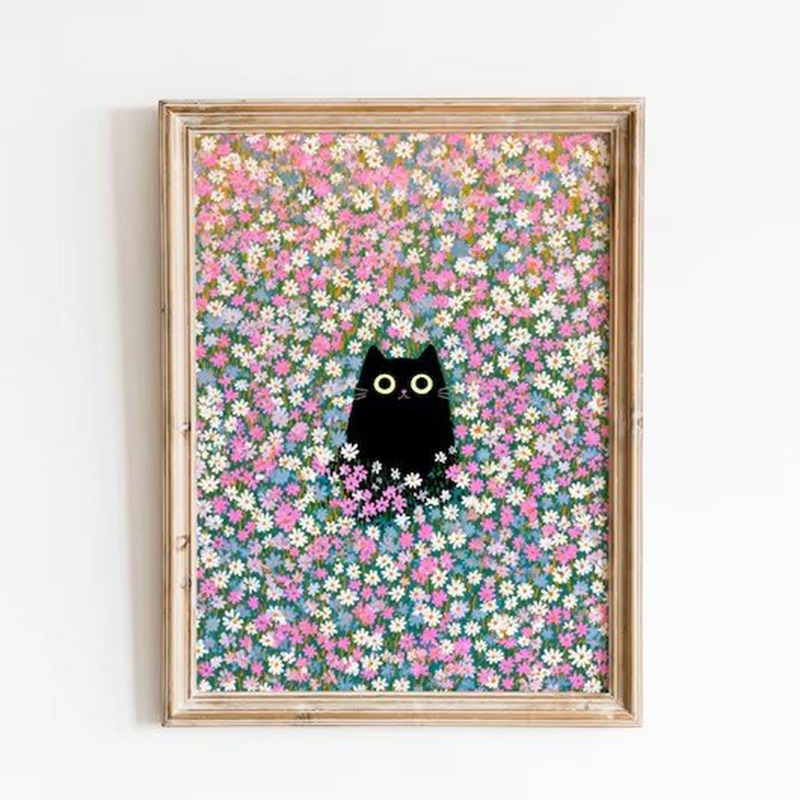 Photography Hobby - クロード・モネの芸術作品興味深いかわいい黒猫蓮の池ポスターキャンバス絵画壁アート写真リビングルームホームデコレーション用