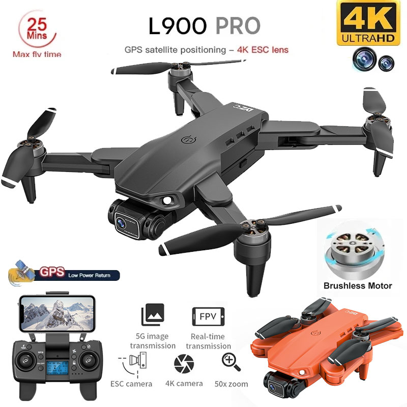 Photography Drone - 折りたたみ式ブラシレスドローンl900プロ,GPS, 4k,HD,デュアルカメラ,5g,wifi,rc,距離1.2km,ドローン