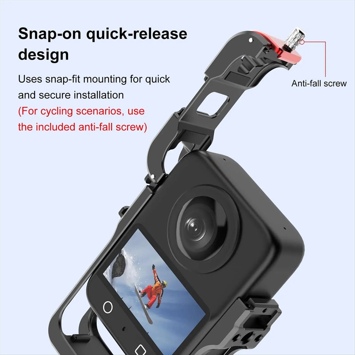 Camera Cold Shoe - M05K PULUZ マグネット式カメラケージ DJI Osmo 360用、デュアルコールドシュー拡張フレーム、シリコンレンズキャップ付き