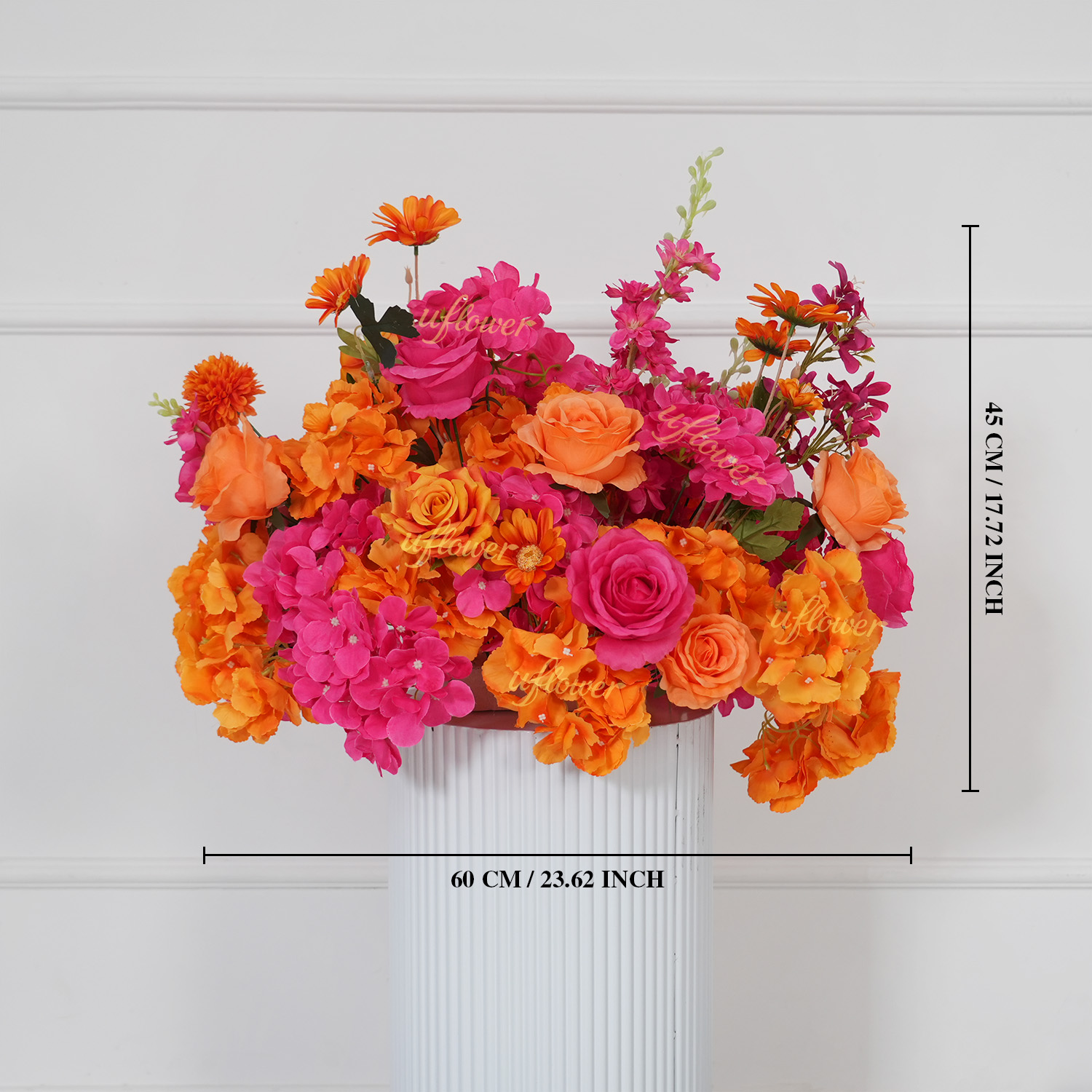 Photography Graduation - Uflower 40/45/60cm イベント用小道具 ディスプレイ ウェディング背景アーチ フラワーランナー、ホットピンク、オレンジ、アジサイ、ローズ