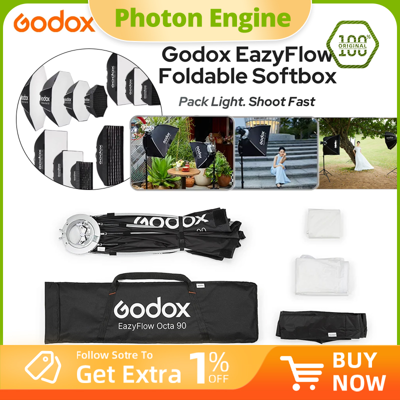 Photography Treatment - Godox EazyFlowシリーズ折りたたみ式ソフトボックス ボーエンズマウント ポータブルクイックセットアップ照明ディフューザー 写真スタジオフラッシュLEDライト用