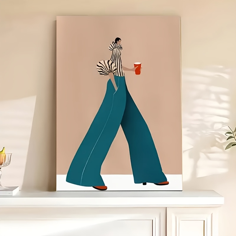Photography Trend - ファッショナブルなブルーパンツ女性ポスタープリント現代超現実的な抽象キャンバス絵画壁アート画像リビングルームの家の装飾