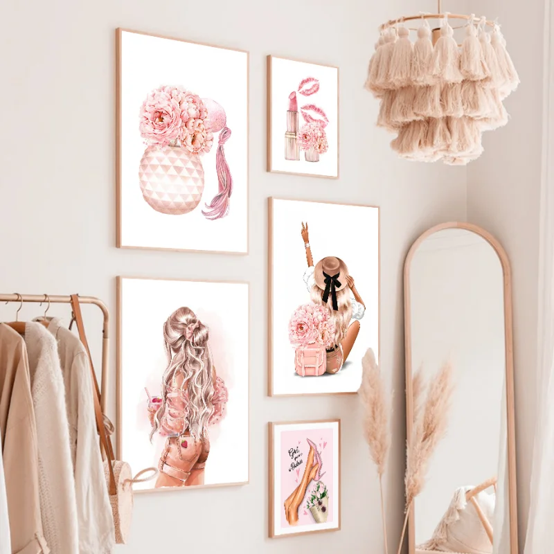 フレームレスファッションアートキャンバス絵画香水瓶ヒール口紅 - Photography Trend のレビューと価格