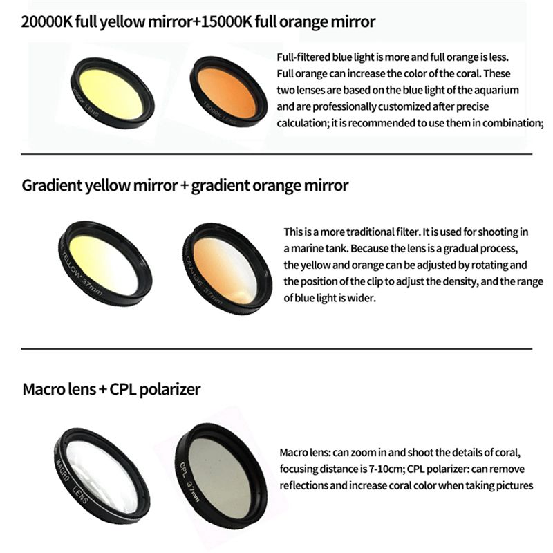 4X水槽レンズ魚タンク用スマホカメラレンズフィルター6in1 - Photography Yellow Filter のレビューと価格
