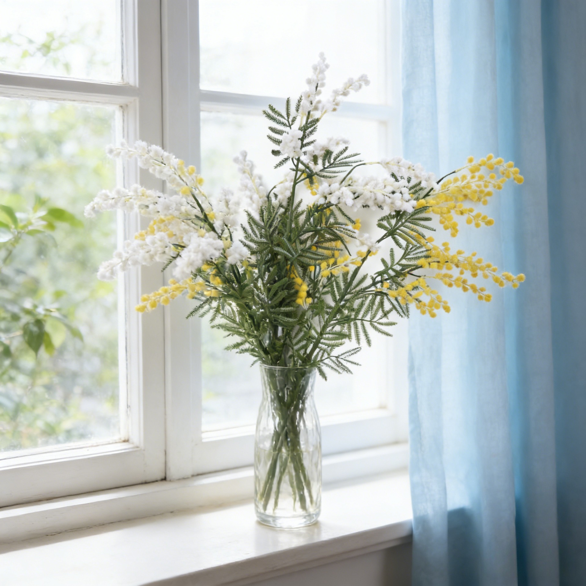 33.5インチの人工ミモザの枝、短い茎の造花、家の装飾、バレ - Photography Graduation のレビューと価格