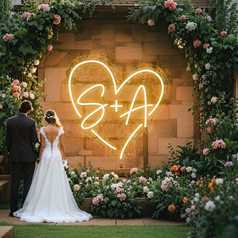 カスタムイニシャルハートLEDネオンサイン、結婚式パーティー - Photography Graduation のレビューと価格