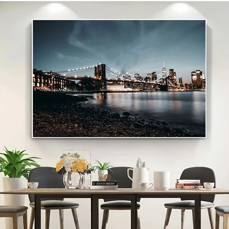 新しいyork都市夜のスカイライン風景ネオンビルディングポス - Photography New York のレビューと価格