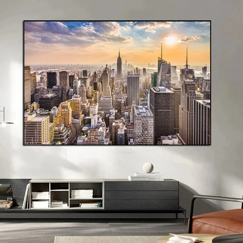 新しいyork都市夜のスカイライン風景ネオンビルディングポス - Photography New York のレビューと価格