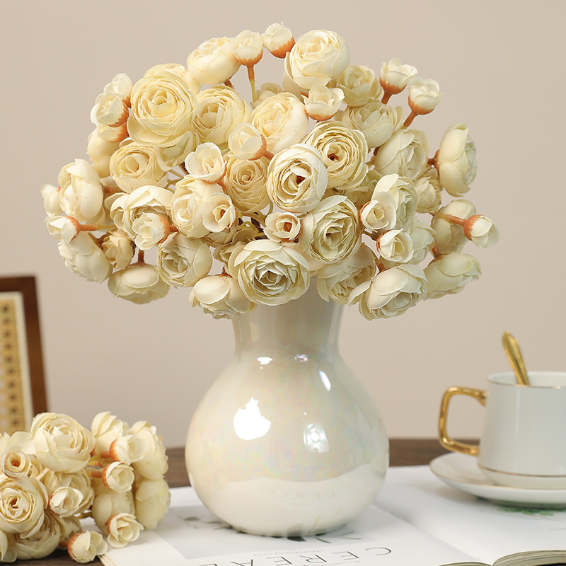 11インチ 6個-1セット 小さな椿の花の花束 シルク造花  - Photography Graduation のレビューと価格