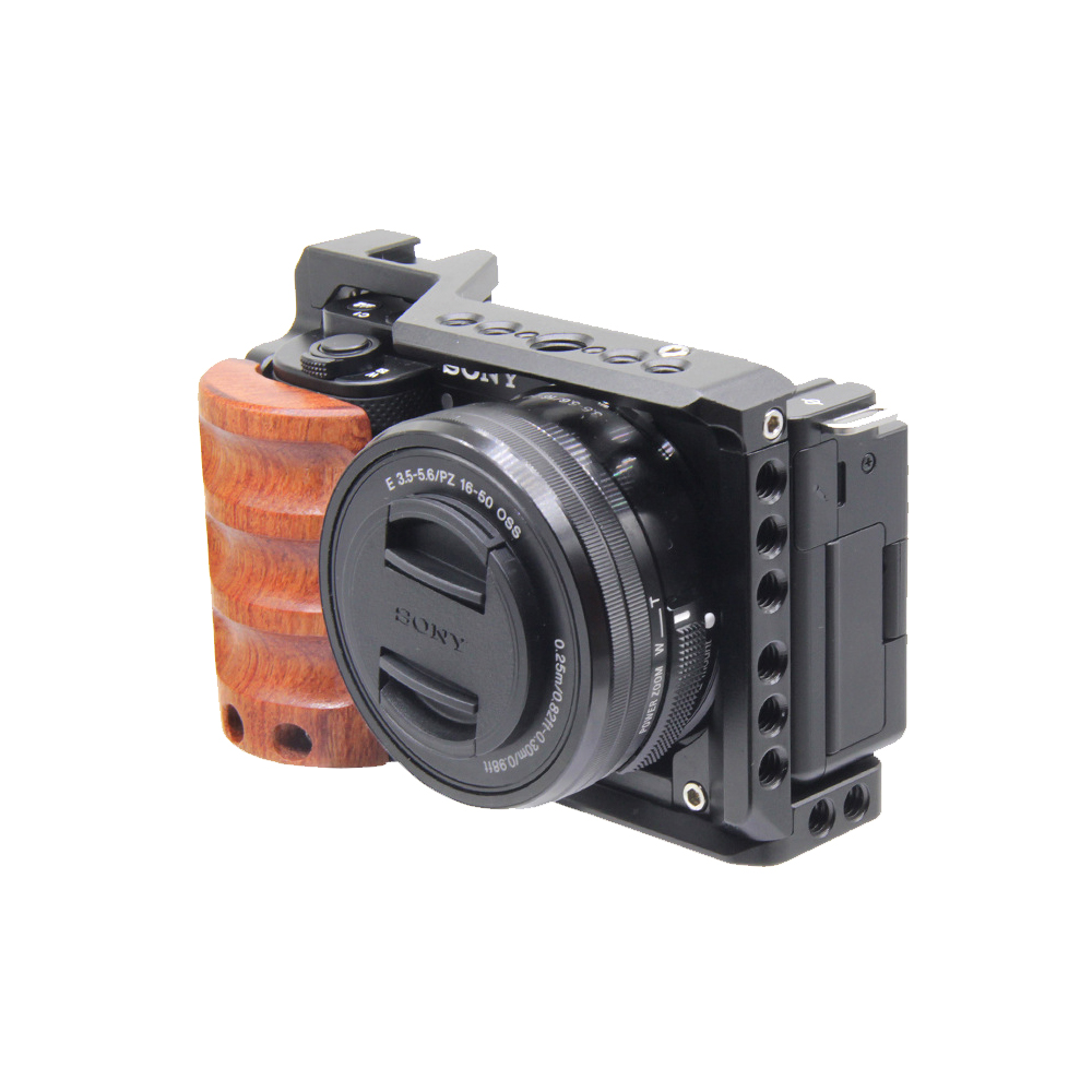 ソニーZV-E10用ケージカメラ、木製ハンドル付きコールドシ - Camera Cold Shoe のレビューと価格