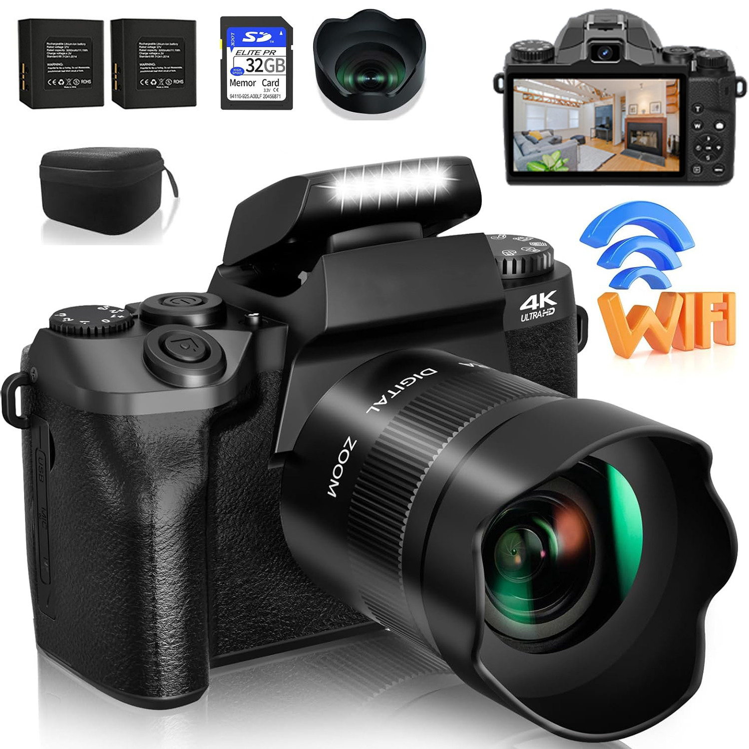 64MP デジタルカメラ SLR DSLR 写真撮影用 4K - Photography Ratio のレビューと価格