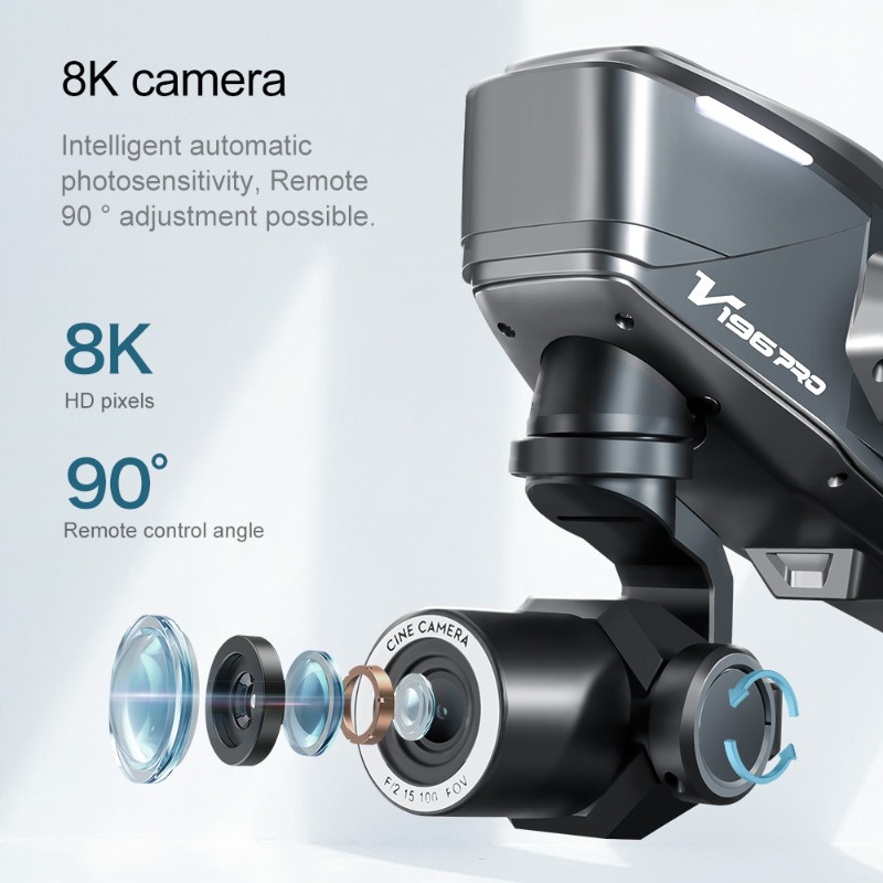 2025 V196 自動障害物回避ドローン 8K HDカメラ - Photography Drone のレビューと価格