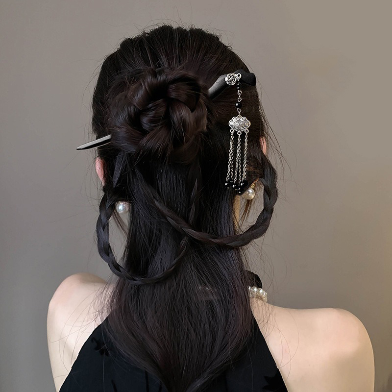 1pc 中国古代スタイル水墨画木製ヘアピンハイエンドタッセル - Photography Trend のレビューと価格
