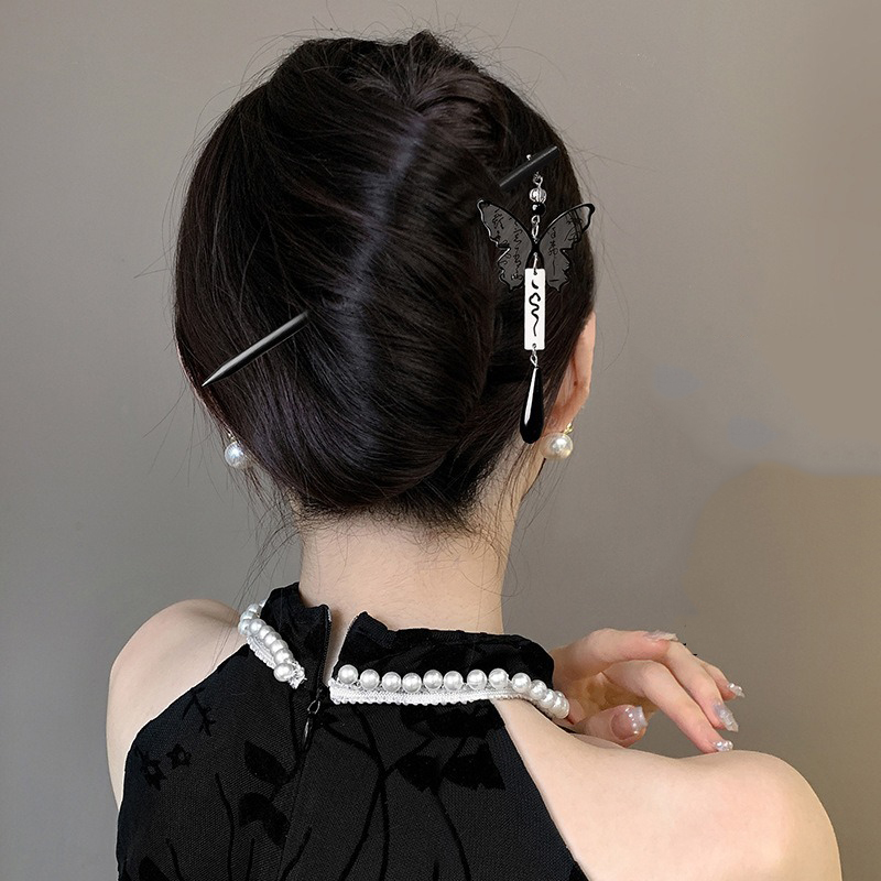 1pc 中国古代スタイル水墨画木製ヘアピンハイエンドタッセル - Photography Trend のレビューと価格